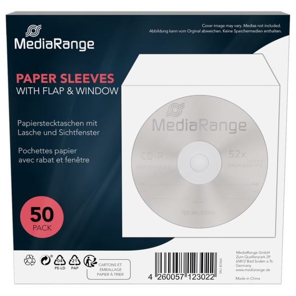 MEDIARANGE Obálka na CD/DVD pap 1 bal (50ks), okno