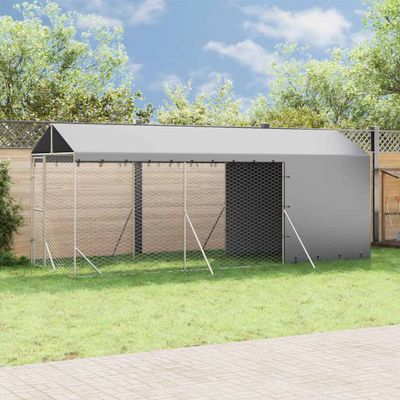 vidaXL Vonkajší koterec pre psov so strechou strieborný 2x6x2,5 m oceľ