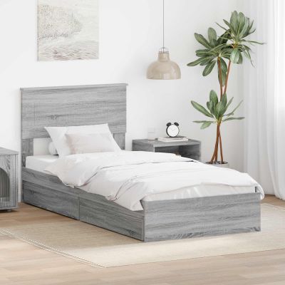 vidaXL Úložná posteľ Sivý Sonoma 75 x 190 cm Kompozitné drevo