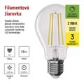 LED žiarovka Filament A60/ E27 / 7,5 W (75 W) / 1 055 lm / teplá biela / stmievateľné