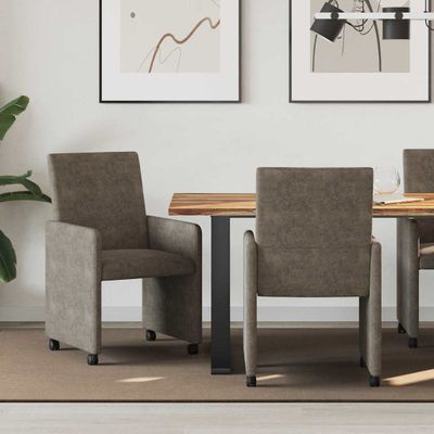 vidaXL Jedálenské stoličky na kolieskach s kolesami 2 pcs Tmavo šedá