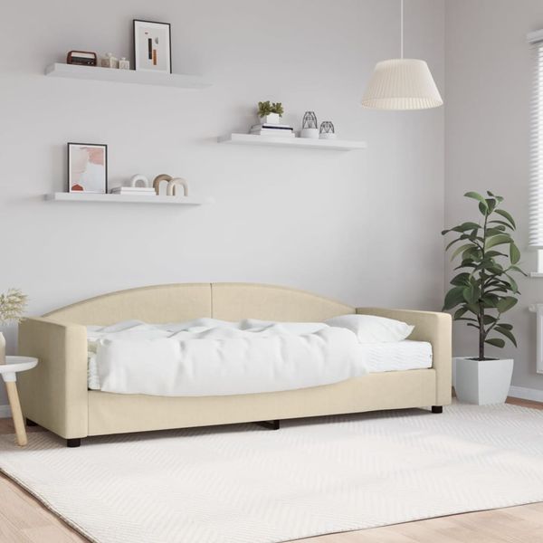 vidaXL Denná posteľ s matracom krémová 80x200 cm látka