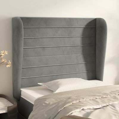 vidaXL Čelo postele so záhybmi bledosivé 83x23x118/128 cm zamat