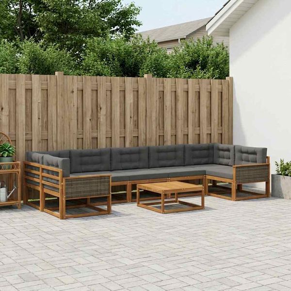 vidaXL Záhradná súprava gaučov s vankúšom 8 pcs Prírodná a antracitová