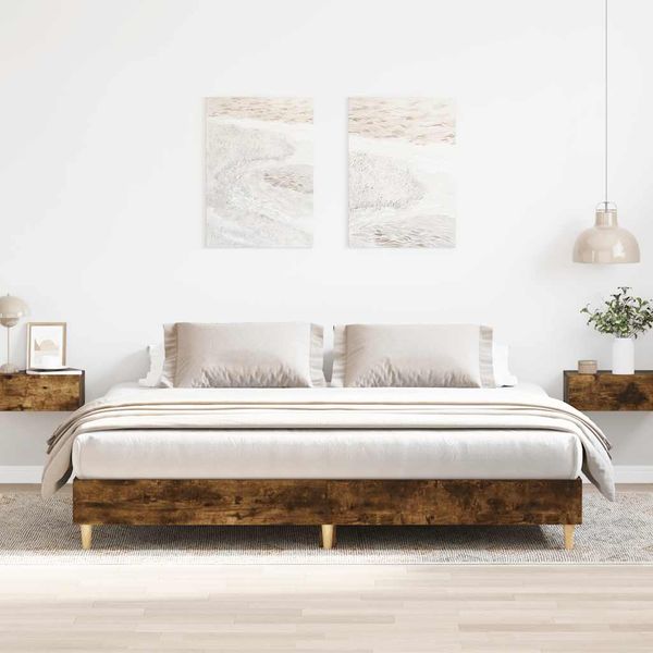 vidaXL Posteľný rám bez matraca dymový dub 180x200 cm kompozitné drevo