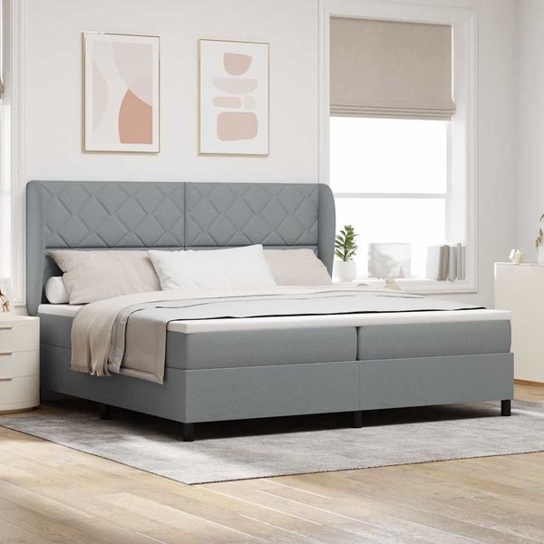 vidaXL Posteľ s pružinovým rámom Svetlosivá 200 x 200 cm látka
