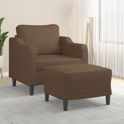 vidaXL Kreslo s podnožkou hnedé 60 cm látkové