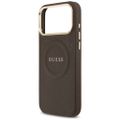 Puzdro Guess pre iPhone 17 Pro Max HC MAGSAFE PU S/ PEONY HOT STAMP hnedé
