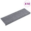 vidaXL Schodové rohože, samolepiace, 10 ks, 65x21x4 cm, svetlosivé, s obdĺžnikovým okrajom