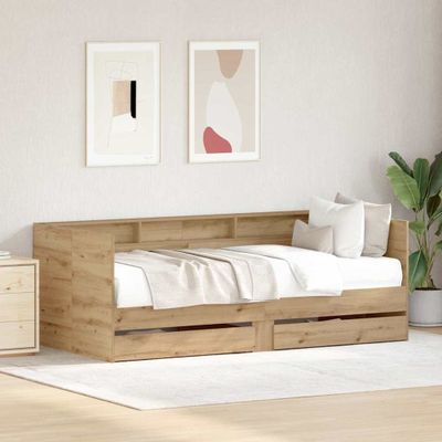 vidaXL Ležadlo so zásuvkou Remeselný dub 90 x 200 cm Kompozitné drevo