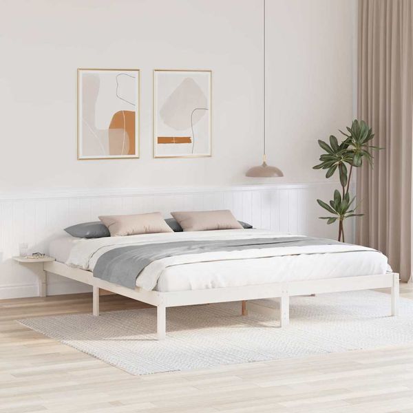 vidaXL Rám postele Biela 200 x 200 cm Masívne borovicové drevo
