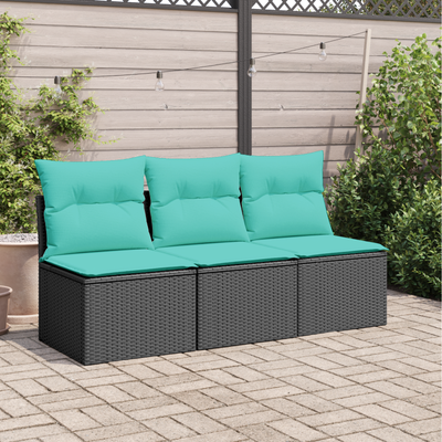 vidaXL | Záhradná pohovka | s vankúšom Čierna 165 x 62 x 69 cm Poly ratan