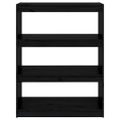 vidaXL Knižnica/deliaca stena čierna 80x30x103,5 cm masívna borovica