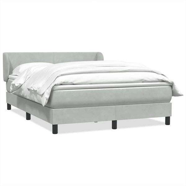 vidaXL Posteľný rám boxsping s matracom bledosivý 140x210 cm zamat