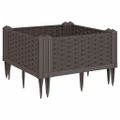 vidaXL Záhradný kvetináč s kolíkmi hnedý 42,5x42,5x28,5 cm PP