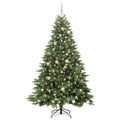 vidaXL Umelý vianočný stromček s 300 LED-i Zelená 210 cm PE a PVC