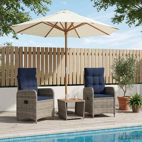 vidaXL Záhradný lounge set 3 ks PE ratan a práškovou lakovanou oceľou
