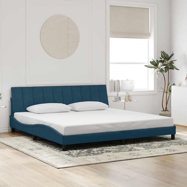 vidaXL Rám postele bez matraca Hanko modrý 200x200 cm zamat