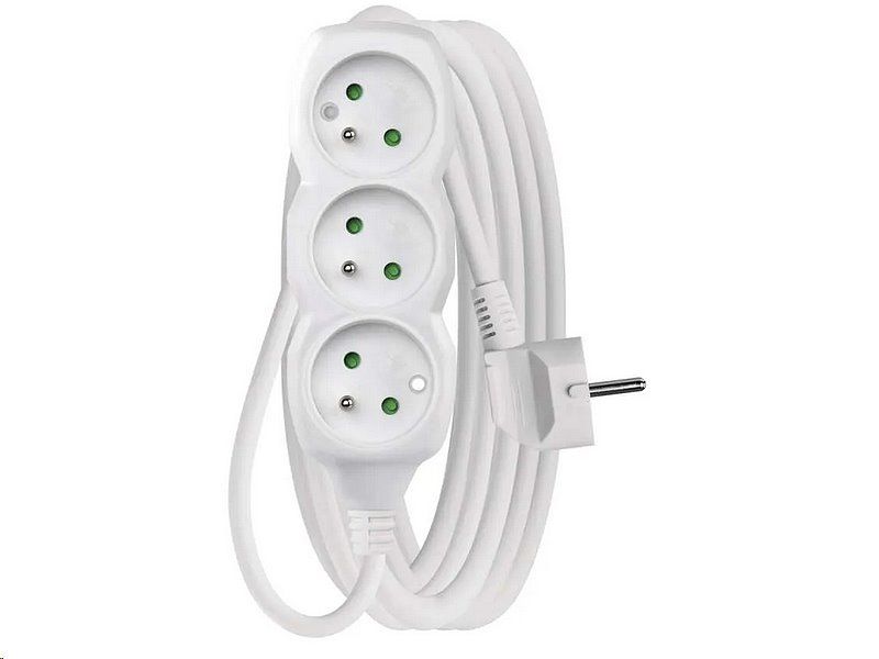 Prodlužovací kabel EMOS P0315 / 5 m / 3 zásuvky / biely / PVC / 1 mm2