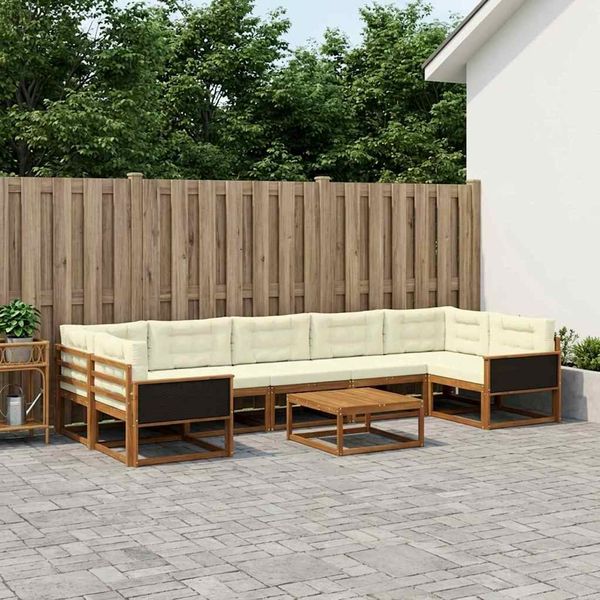 vidaXL Záhradná súprava gaučov 8 pcs Prírodná a krémová