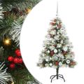 vidaXL Umelý vianočný stromček Zelená a biela 120 cm PVC, kov a plast