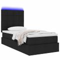vidaXL LED úložná posteľ s matracom Čierna 90 x 200 cm Látka