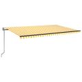 vidaXL Automatická markíza, LED a senzor vetra 500x300 cm, žltá/biela