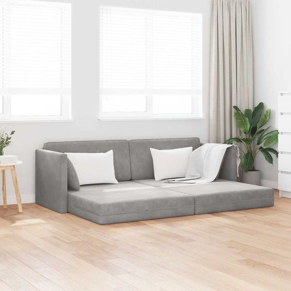 vidaXL Podlahová pohovka na spanie Svetlosivá 213 x 70 x 77 cm Zamat