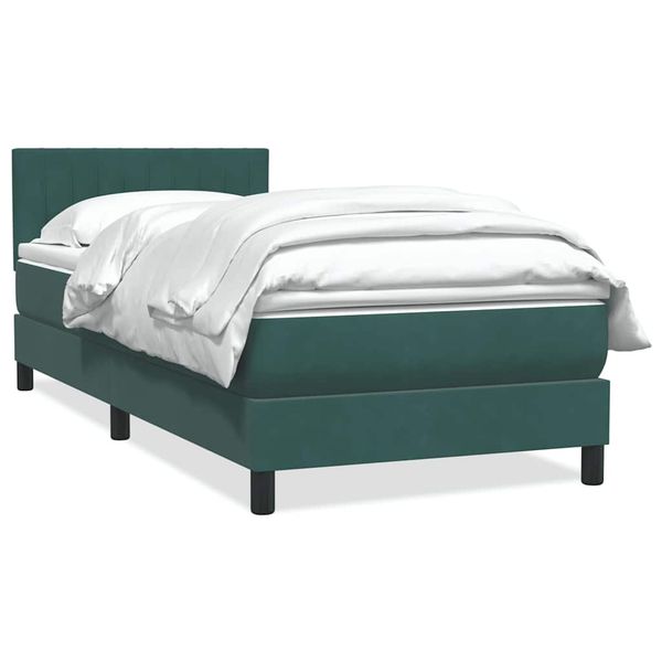 vidaXL Posteľný rám boxspring s matracom Tmavozelená 80x210 cm zamat
