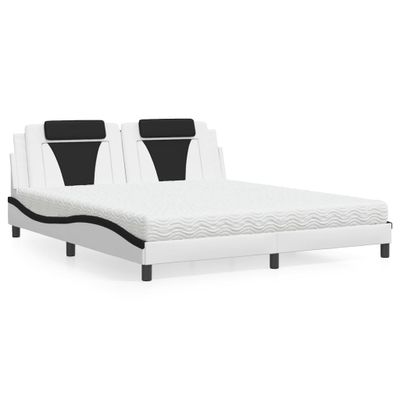 vidaXL Posteľ Viana s matracom bielo-čierna 180x200 cm umelá koža