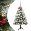 vidaXL Umelý vianočný stromček Zelená a biela 120 cm PVC, kov a plast