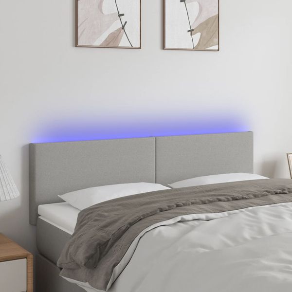 vidaXL Čelo postele s LED bledosivé 144x5x78/88 cm látka