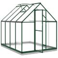 vidaXL Skleník so základovým rámom zelený 224x169x202 cm hliník