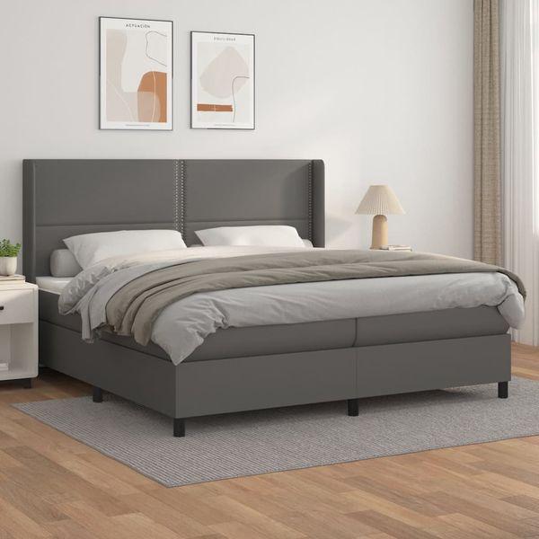 vidaXL Boxspring posteľ s matracom sivá 200x200 cm umelá koža