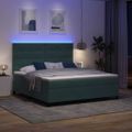 vidaXL LED box s pružinami Tmavozelená 180 x 200 cm Zamat