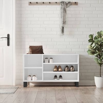 vidaXL Botník lesklý biely 102x36x60 cm spracované drevo
