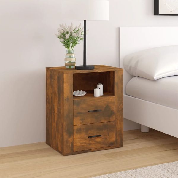 vidaXL Nočný stolík dymový dub 50x36x60 cm spracované drevo