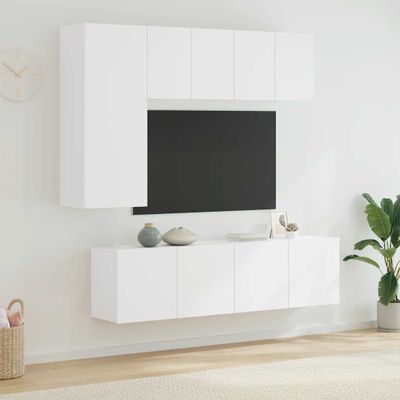 vidaXL 5-dielne TV nástenné skrinky biele kompozitné drevo