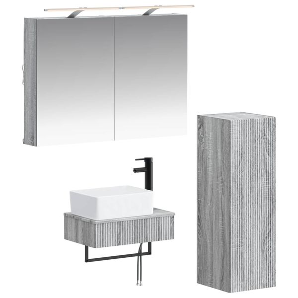 vidaXL Set kabinetov do kúpeľne 4 pcs Sivý Sonoma 50 x 14,5 x 70 cm