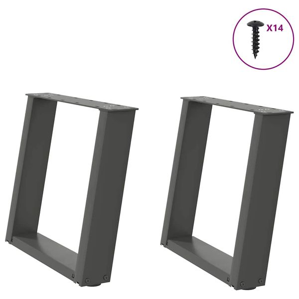 vidaXL Nohy konferenčného stolíka v tvare U, 2 ks, antracitové, 50 x (42-43) cm, oceľ