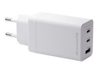 Sieťový adaptér - 65 Watt - 3 výstupné konektory (2 x USB-C, USB) - biela