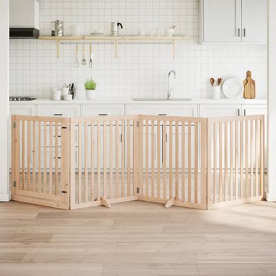 vidaXL Brána pre psa s dverami skladacia 4 panely 320cm topoľové drevo