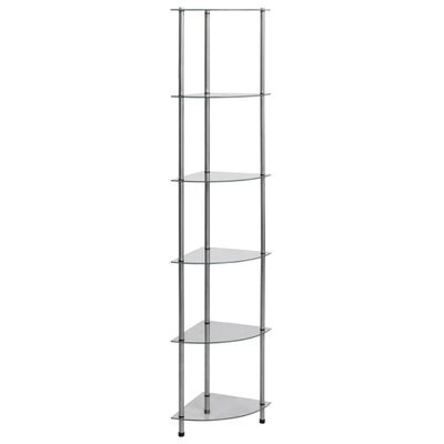vidaXL Regál so 6 policami priehľadný 30x30x160 cm tvrdené sklo
