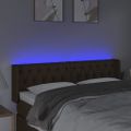 vidaXL Čelo postele s LED tmavohendé 163x16x78/88 cm látka