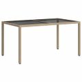 vidaXL Záhradný stôl 150x90x75 cm tvrdené sklo a polyratan čierny