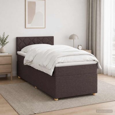 vidaXL Posteľ boxspring s matracom Tmavohnedá 100 x 200 cm Látka