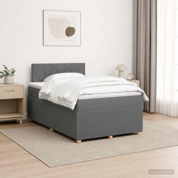 vidaXL Posteľ boxspring s matracom Tmavosivá 120 x 190 cm Látka