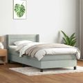 vidaXL Posteľný rám boxsping s matracom bledosivý 90x220 cm zamat