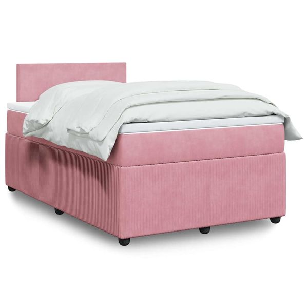 vidaXL Boxspring posteľ s matracom, ružová 120x190 cm, zamat