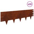 vidaXL Obrubník trávnika 20 ks 100 x 30 cm Oceľ Hrdzavý